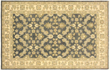 handmade Transitional Kafkaz Chobi Ziegler Charcoal Blue Hand Knotted RECTANGLE 100% WOOL area rug 4 x 6